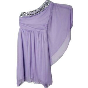Ruby Rox Purple Princess Dress Girls Small One Shoulder Jewel Neckline Dress Up